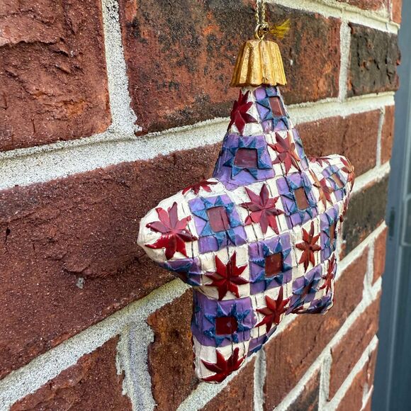 Jim Shore Christmas Ornament Star Heartwood Creek Multicolor Patchwork 2004 - Picture 6 of 9